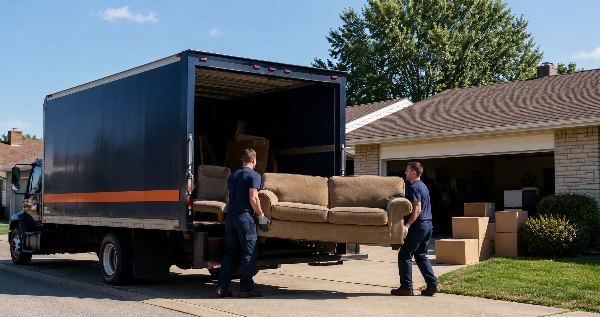Clearout Pro crew loading furniture into a truck at a Will County home